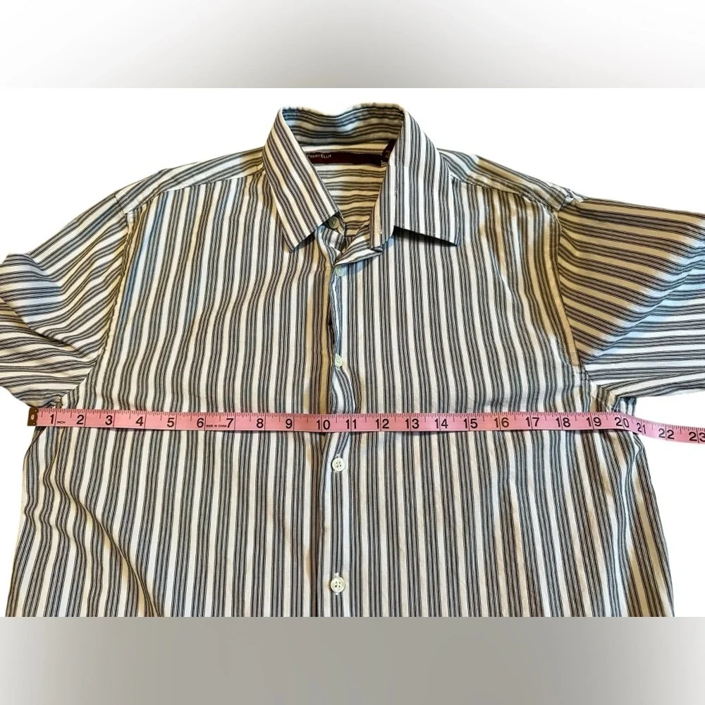 Perry Ellis Grey Striped Button Down Mens M​ - Picture 7 of 7